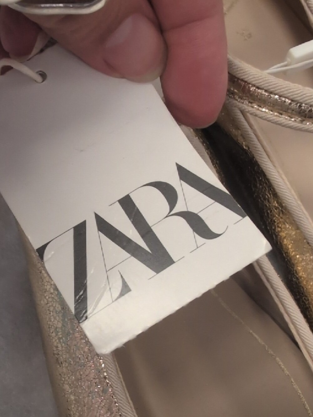 Zara Shimmery Gold Mary Jane Flats with Strap - Picture 3 of 7